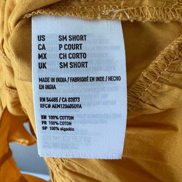 American Eagle Mustard Yellow Ruffle Sleeve Shorts Open Back Summer Romper Small - Picture 8 of 8